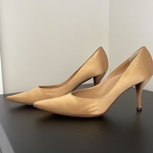 YSL Yves Saint Laurent Gold Satin Shoes